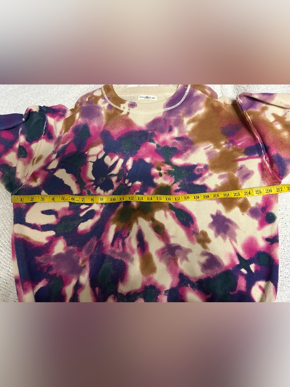 Natural Life Oversized Sweater Size S/M Colorful Tie Dye Boho Tunic Cozy Earthy - Picture 6 of 7
